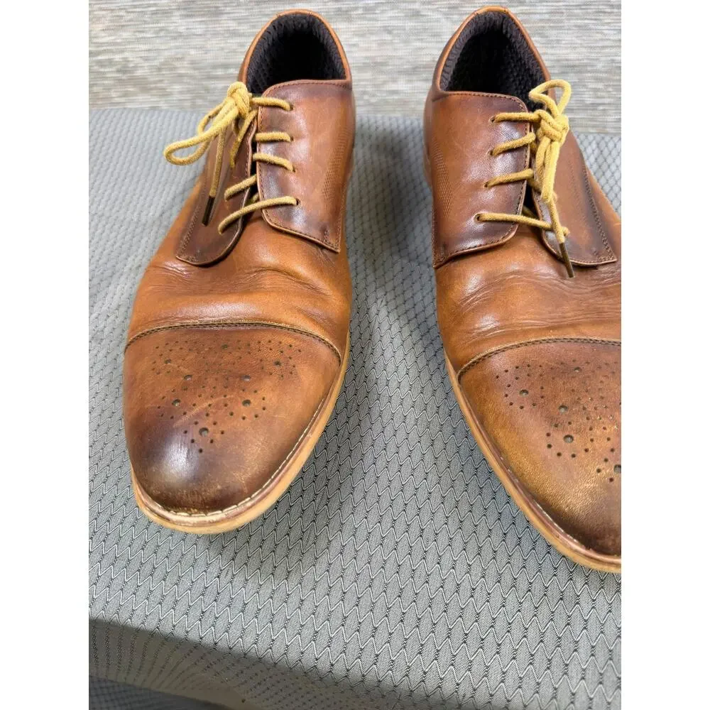 Carlo Morandi Shoes Mens Size 13D Brown Cap Toe Derby Dress Memory Foam 900D70